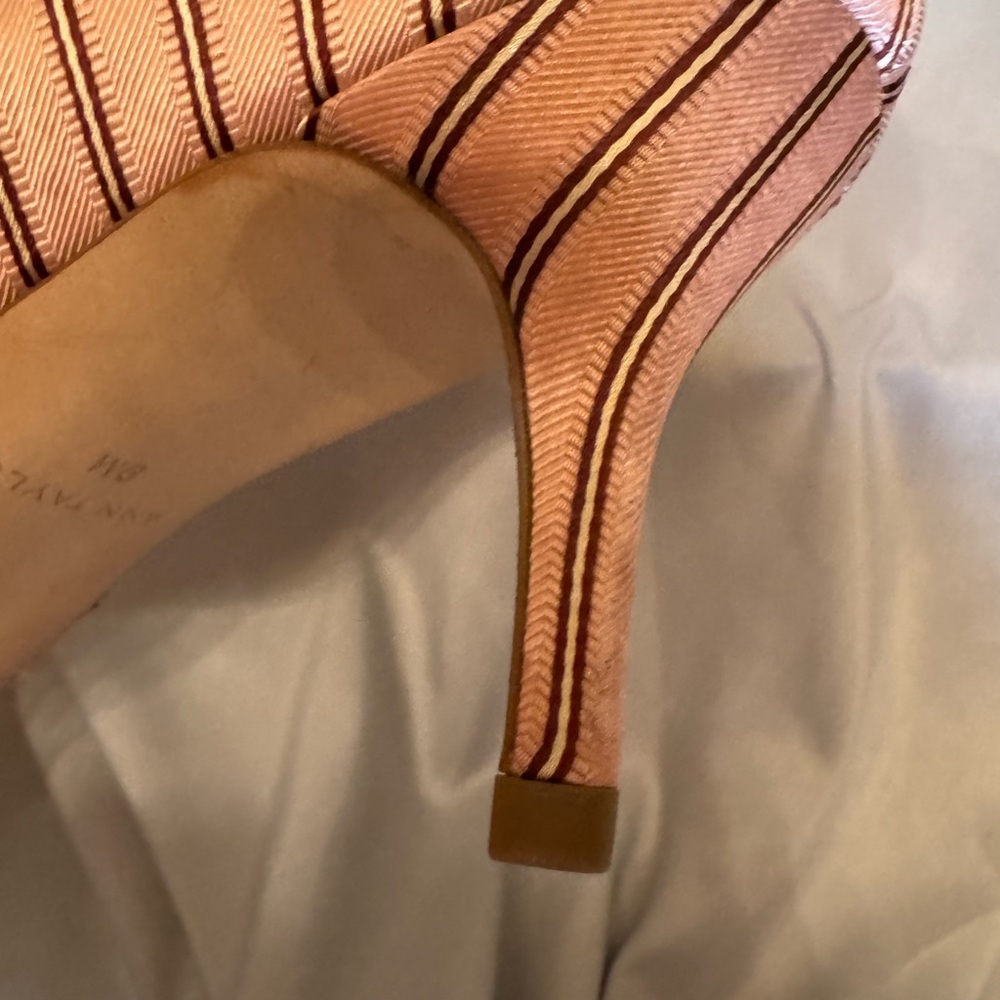 Ann Taylor Pink Striped Knot Kitten Heel Pumps - Picture 7 of 8